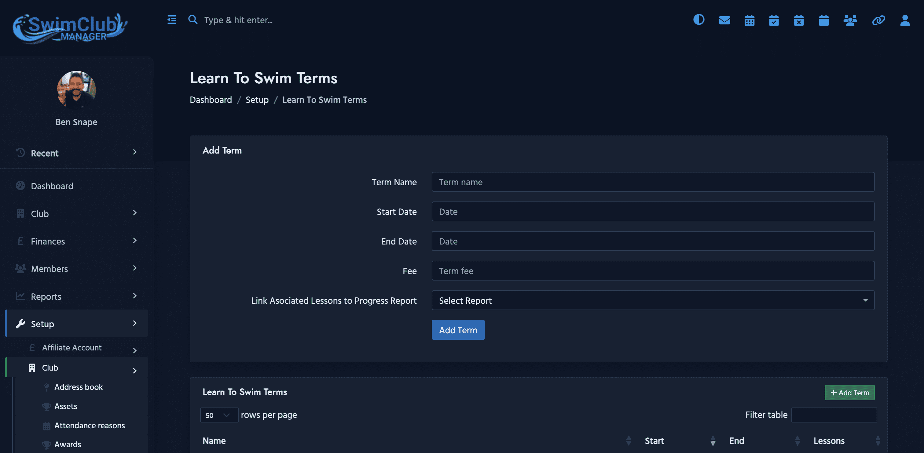 manage your learn to swim terms
